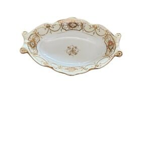 Antique Nippon Hand Painted Morimura Gold Gilt Footed Relish&Small Celery Dish